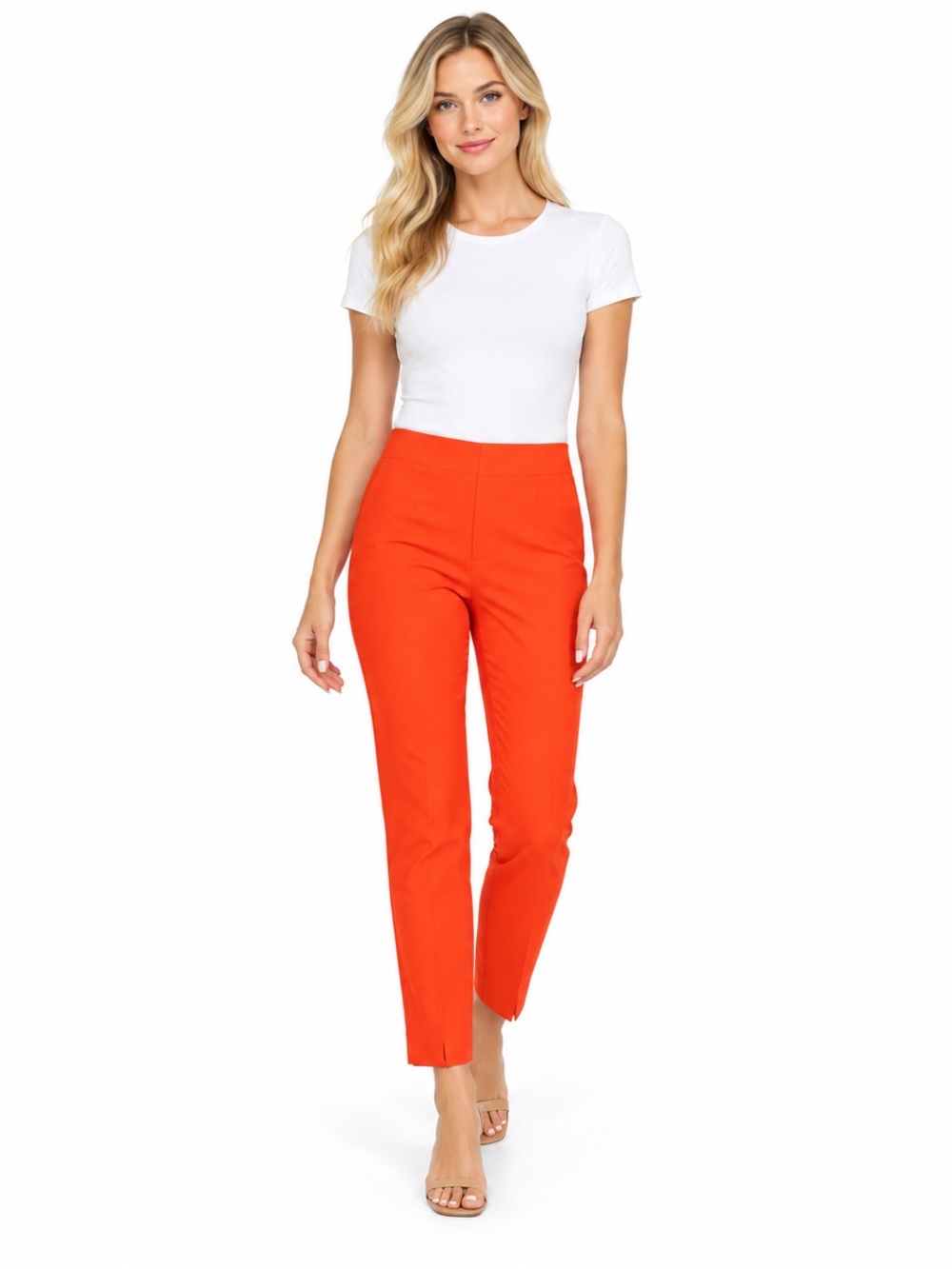 Gretchen Scott Designs GripeLess Cropped Slim Pants in Vibrant Orange medium